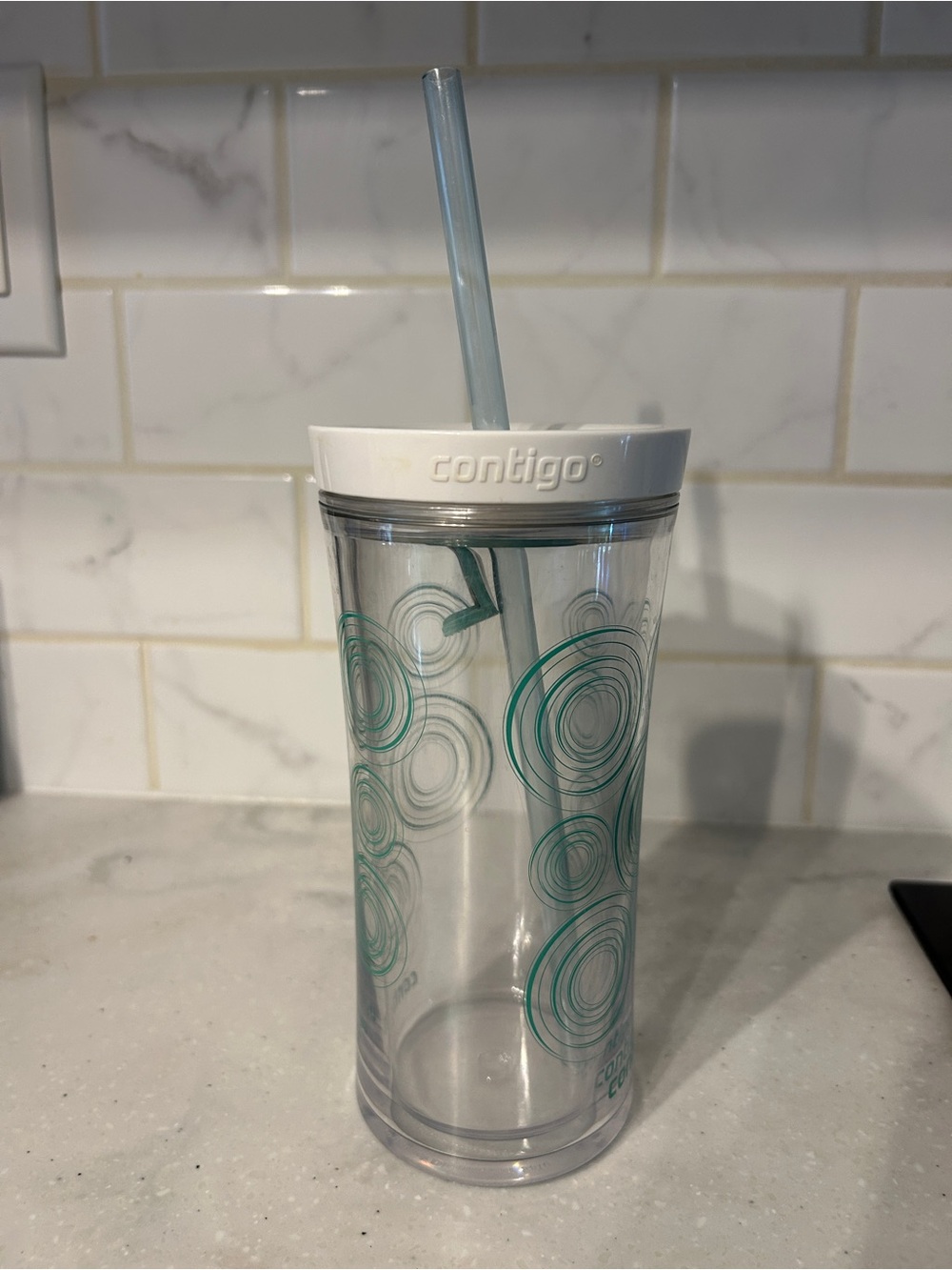 Vintage Contigo Clear Double Walled Travel Tumbler 16oz